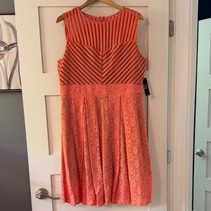 Coral Sleeveless Lace Dress